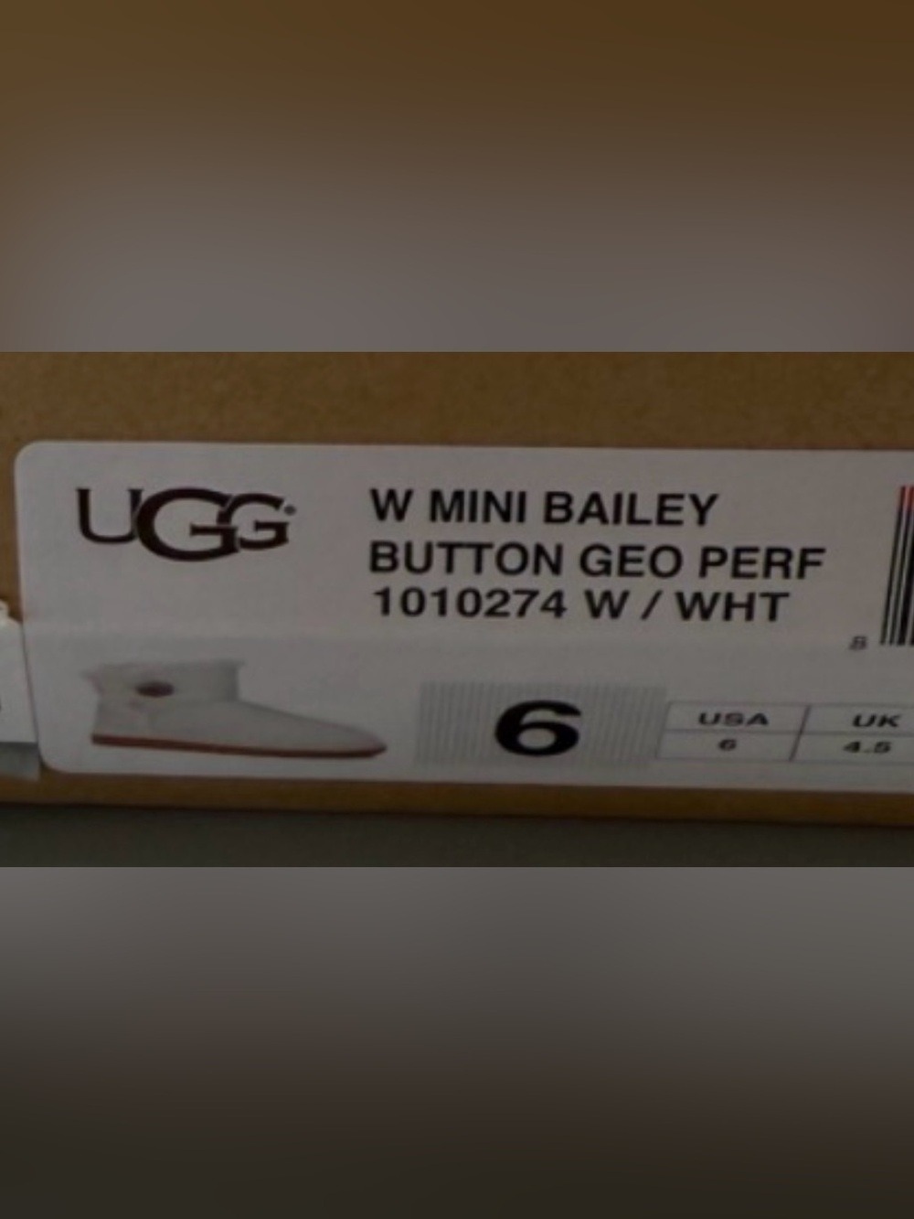 UGG Women’s Mini Bailey Button Geo Perf White Twinface Boots | Size 6 | Rare NIB - Picture 6 of 13